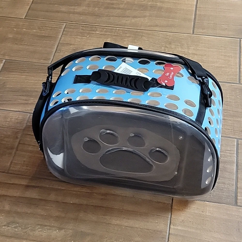 Collection XIIX blue black clear pet carrier lightweight dog cat breathable New…